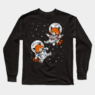 Red Panda Bear Space Astronaut Long Sleeve T-Shirt